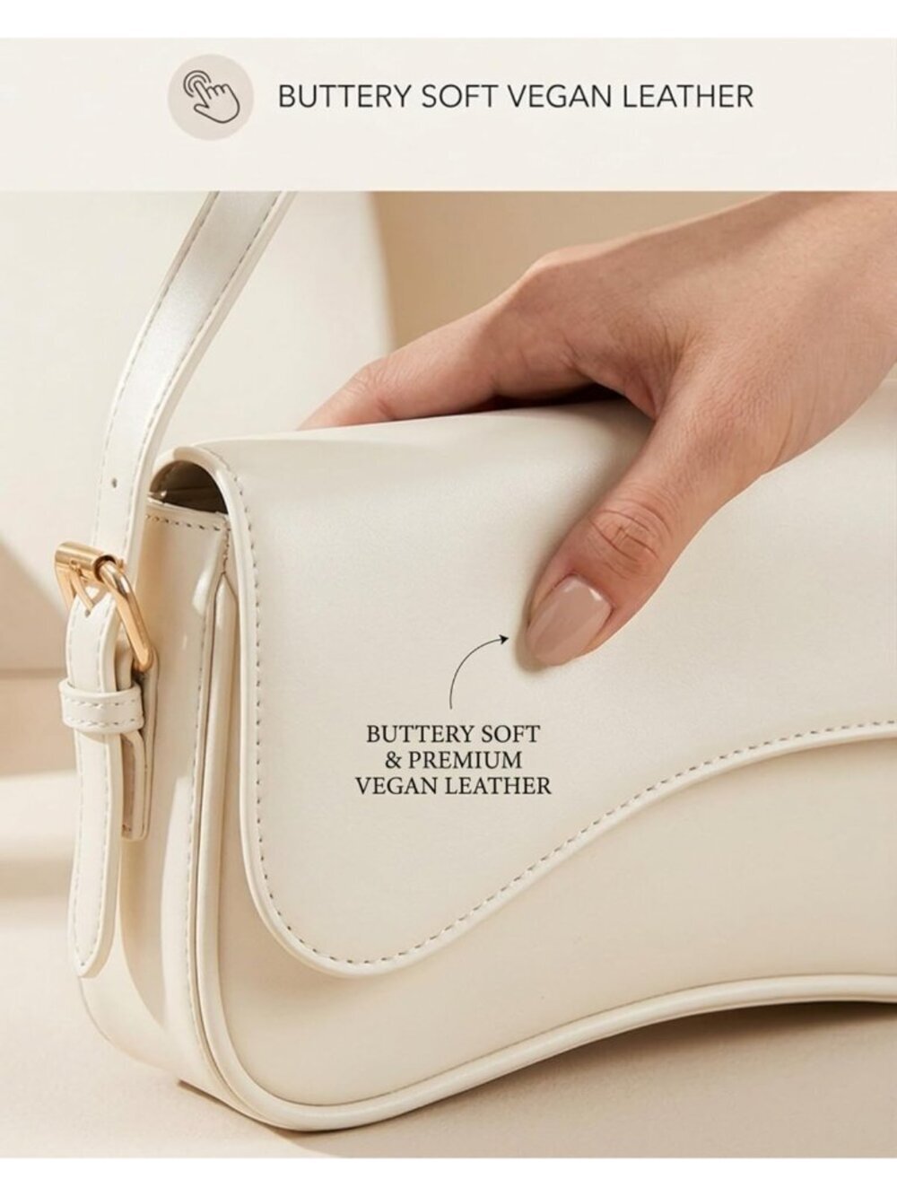 Women Cream White Crossbody Shoulder Bag Y2K PU Leather Daily Travel - Picture 2 of 6